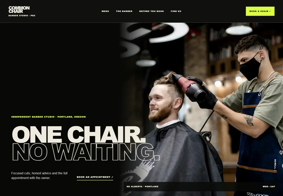 Common Chair website concept by Ormani Studio