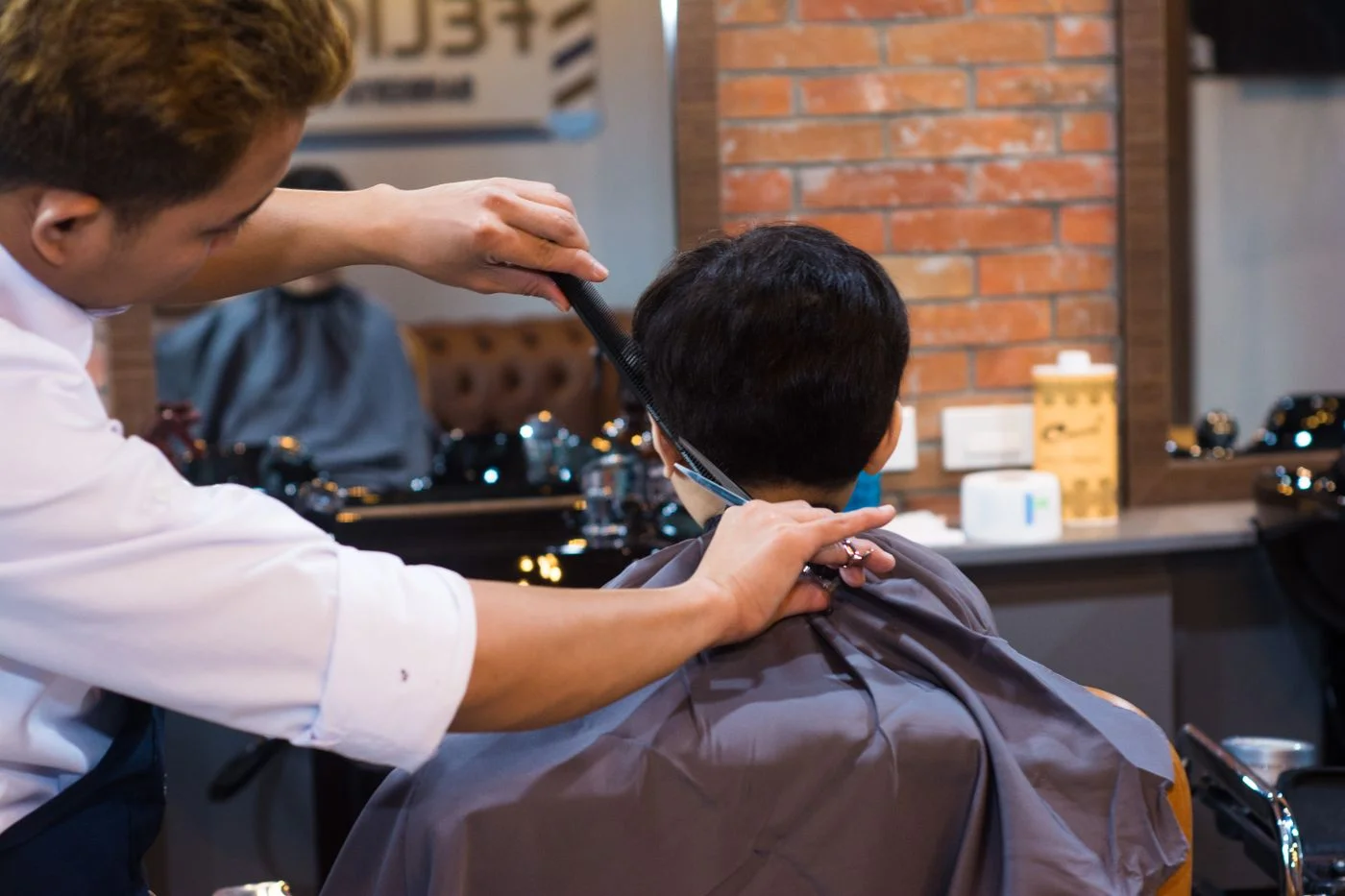 Scissor work in the barber chair
