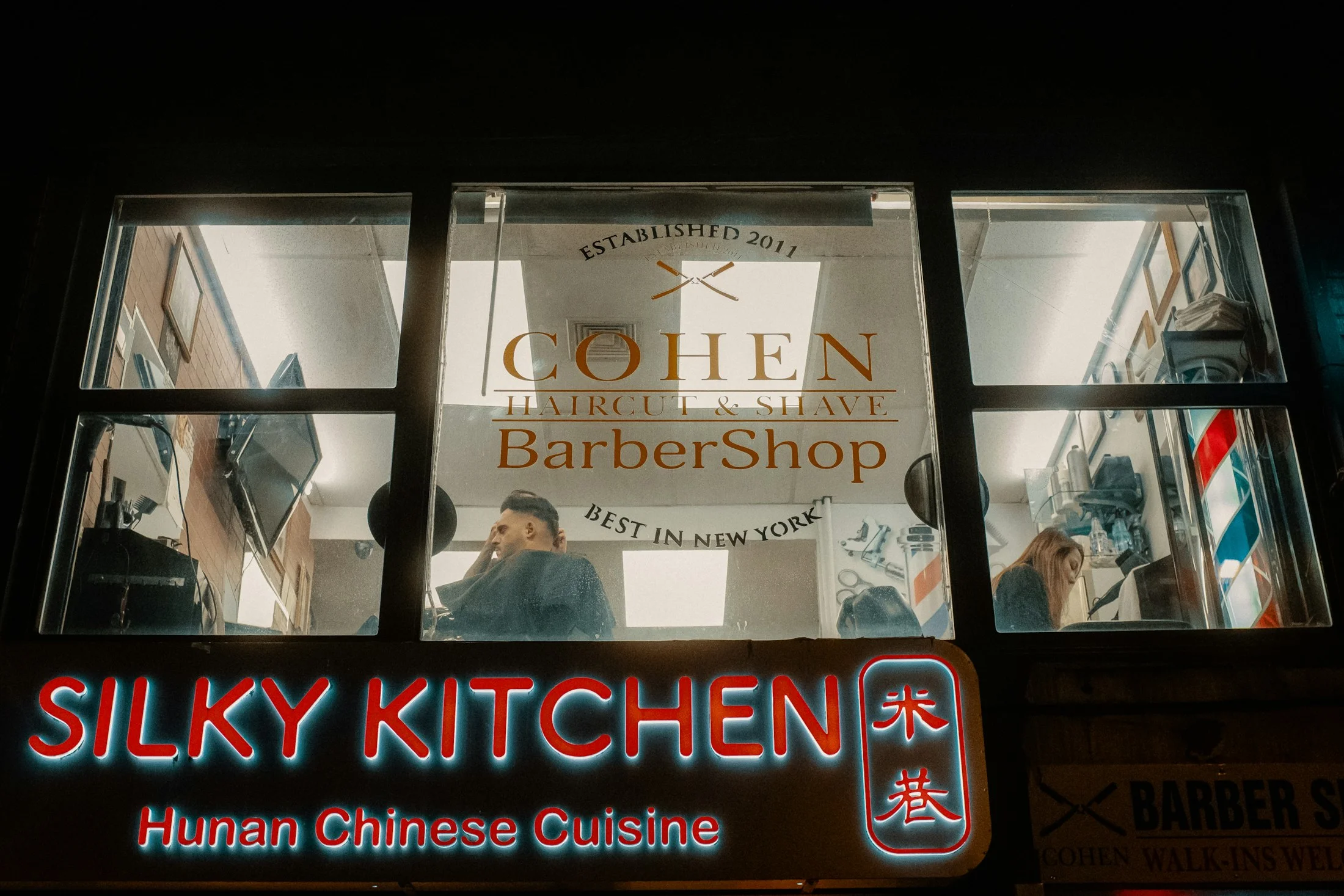 Barbershop storefront and neighborhood